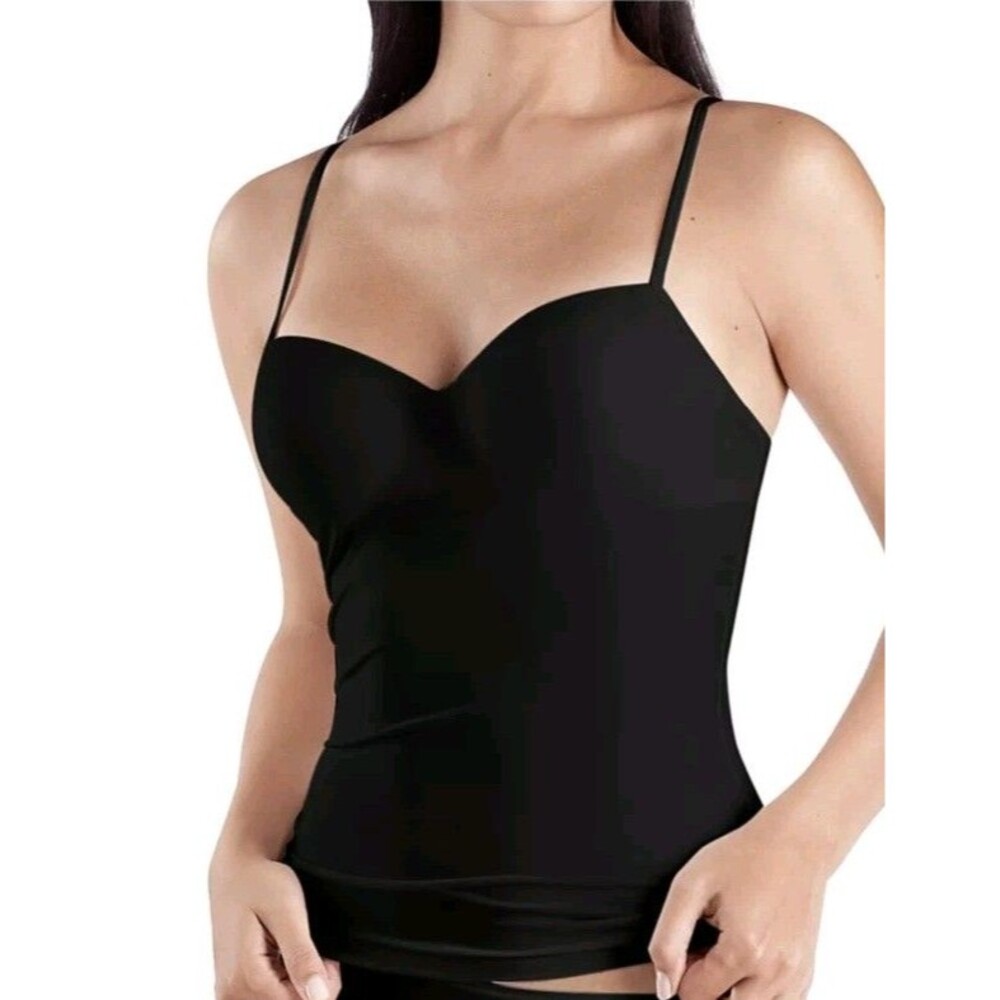 Hanro Allure Built-In Bra Camisole in Black #1462 Size 38C Support & Shape